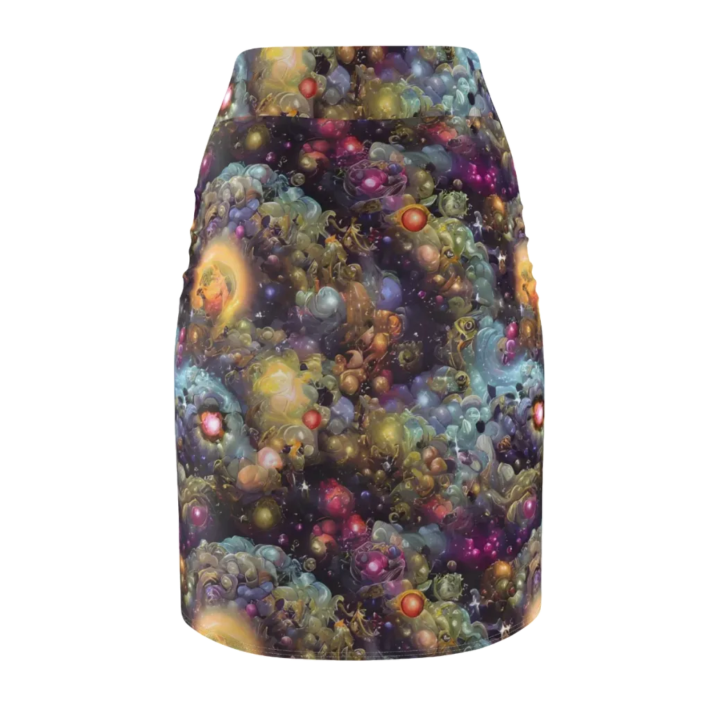 Cosmic Gem Garden on Pencil Skirt — Back