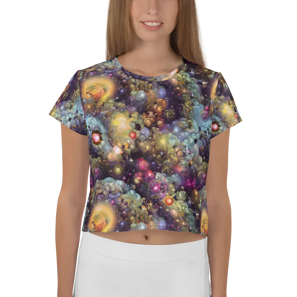 Cosmic Gem Garden on Crop Tee — Front