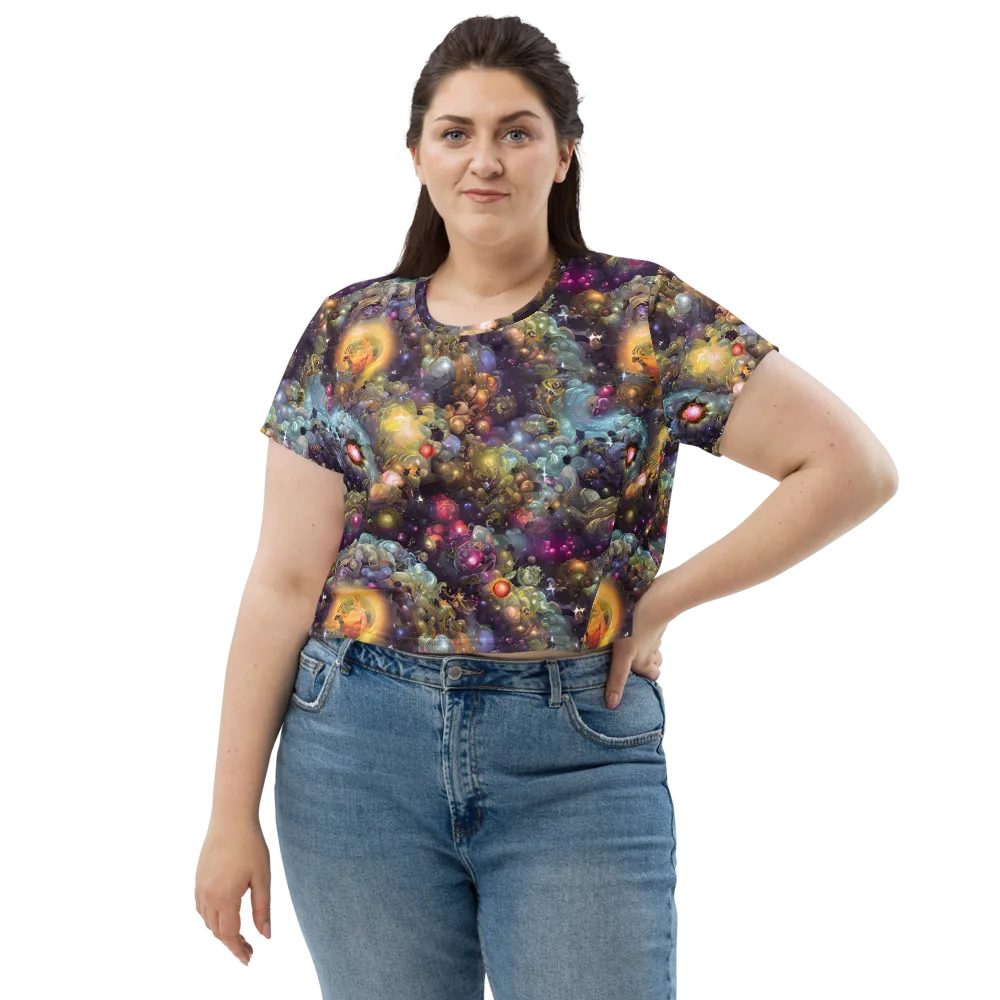 Cosmic Gem Garden on Crop Tee — Front