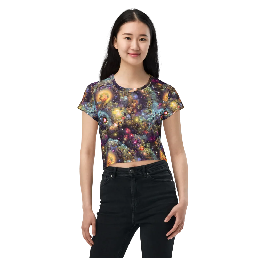 Cosmic Gem Garden on Crop Tee — Front