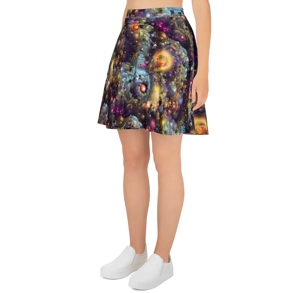 Cosmic Gem Garden on Skater Skirt — Left