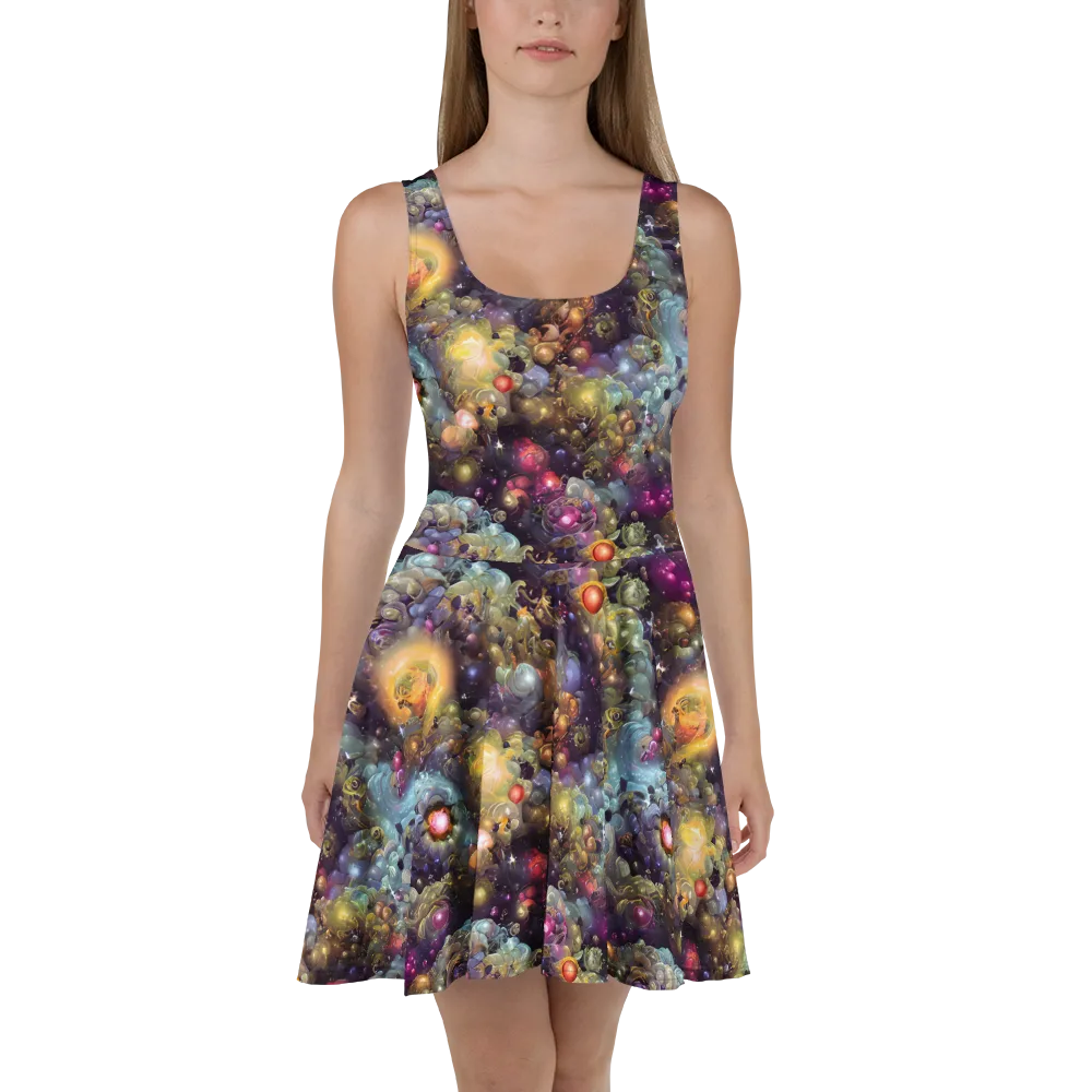 Cosmic Gem Garden on Skater Dress — Front
