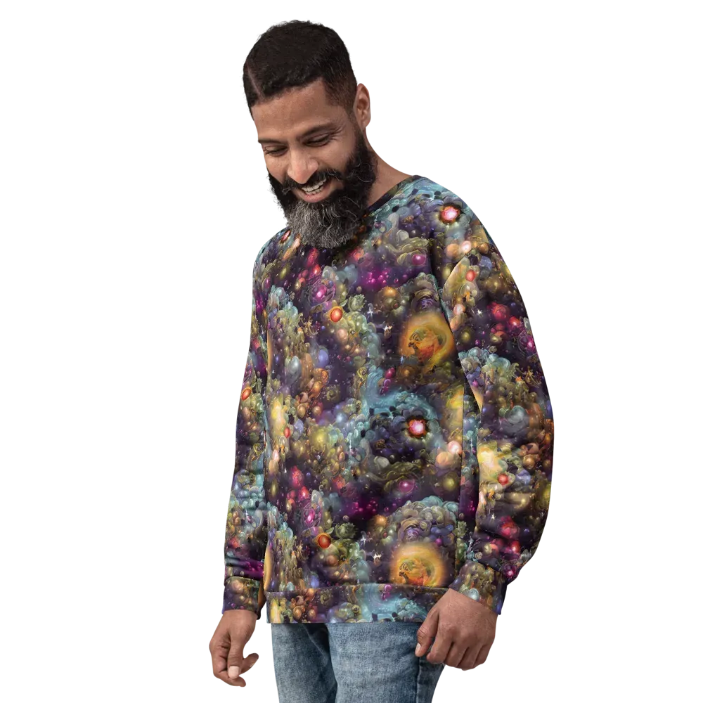 Cosmic Gem Garden on Sweatshirt — Left Front