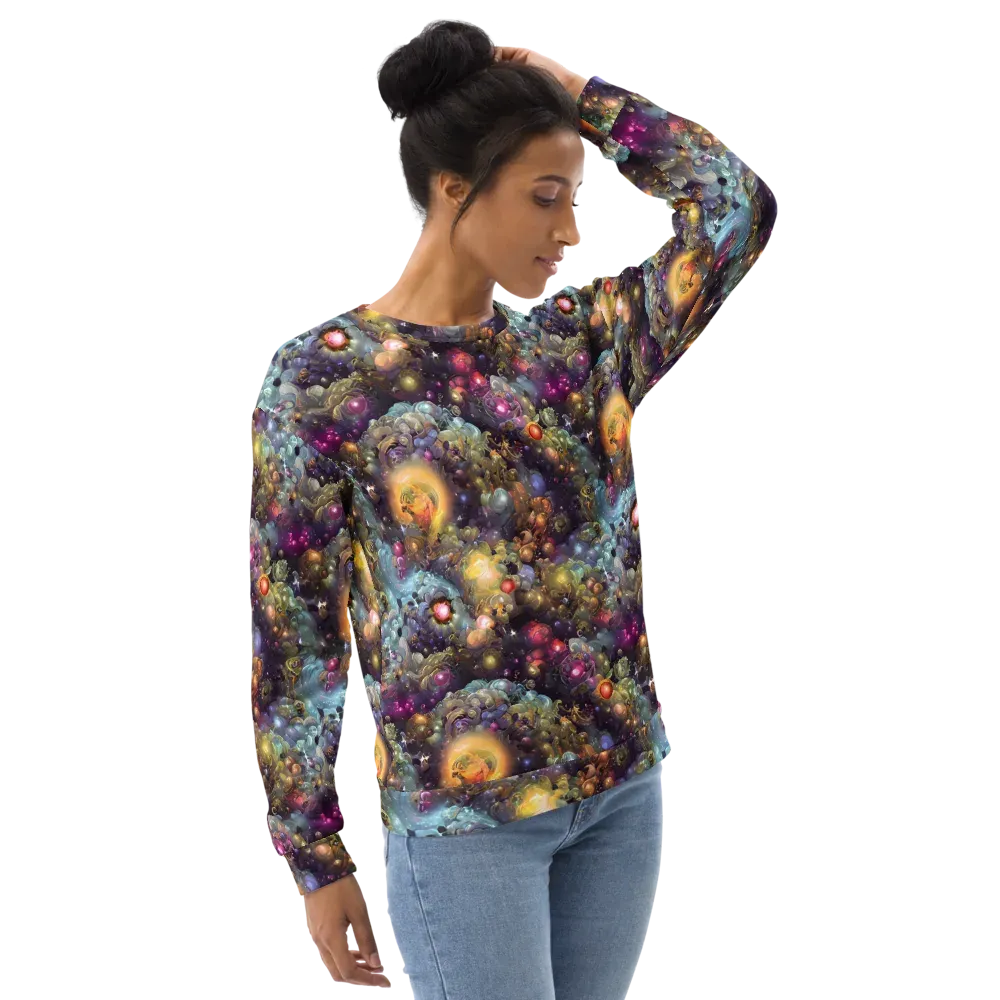 Cosmic Gem Garden on Sweatshirt — Right Front