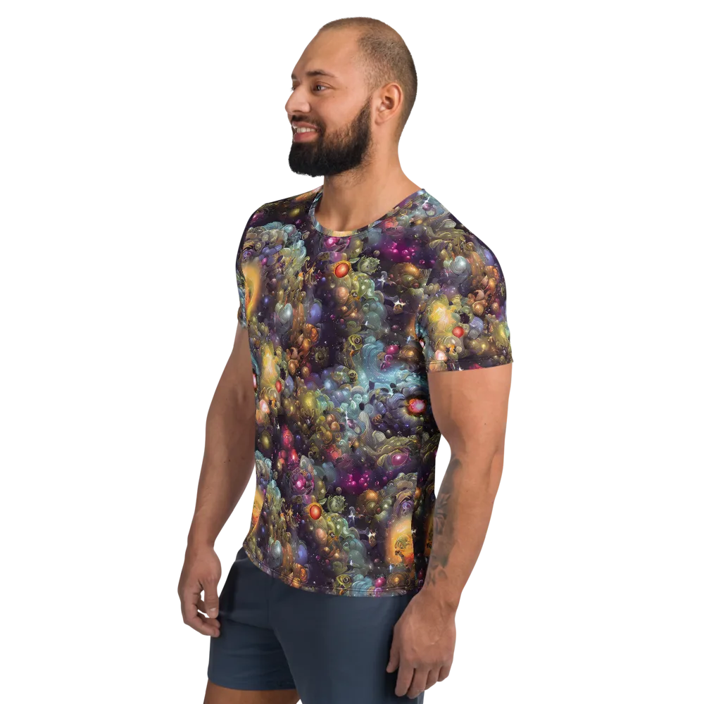 Cosmic Gem Garden on Men's Athletic T-Shirt — Left