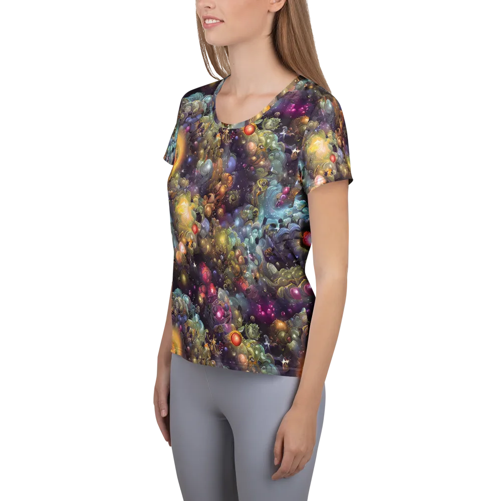 Cosmic Gem Garden on Women's Athletic T-Shirt — Left