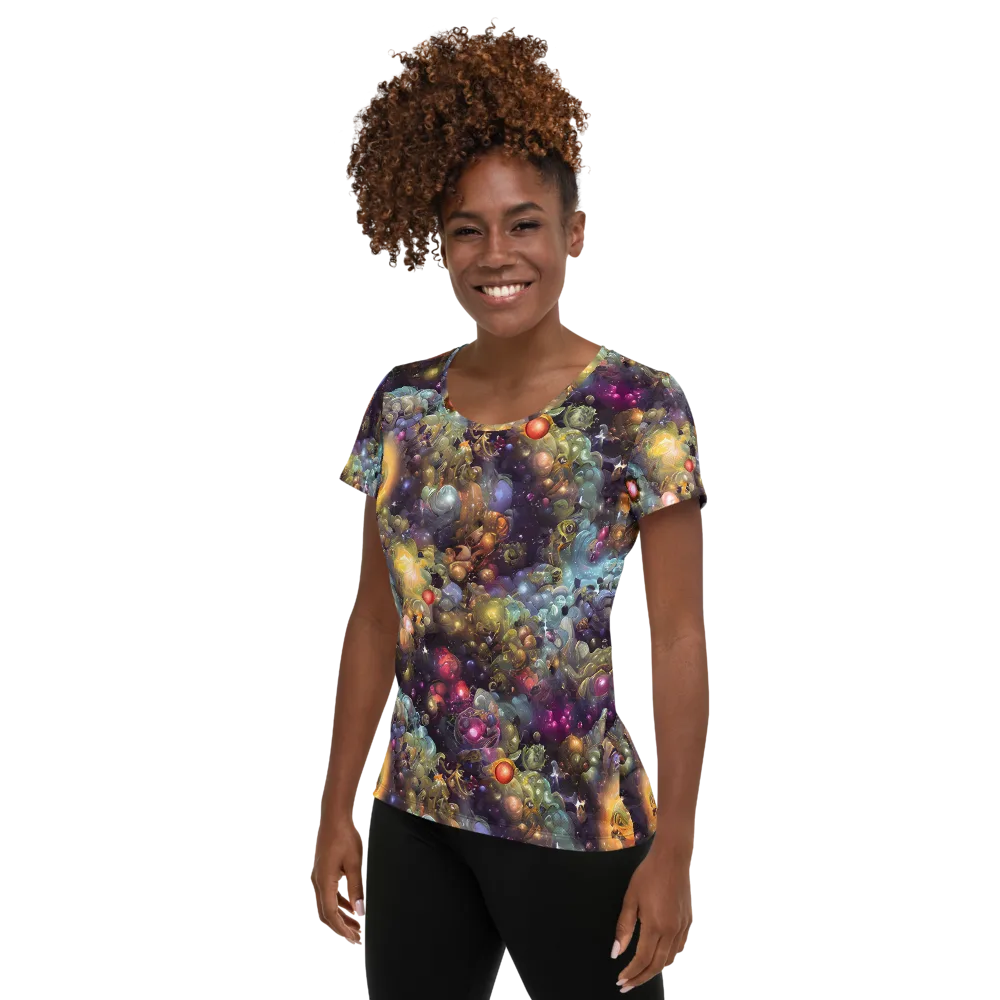 Cosmic Gem Garden on Women's Athletic T-Shirt — Left