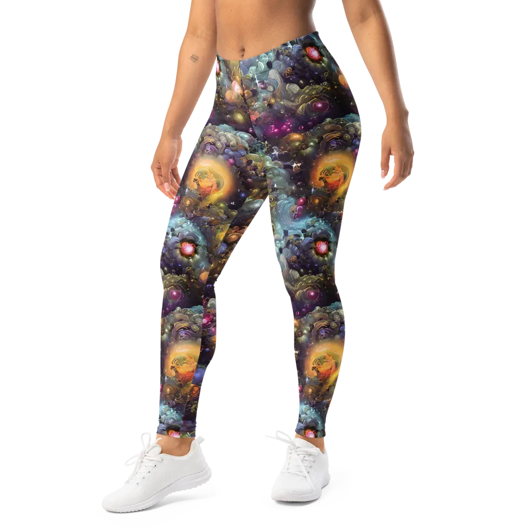 Cosmic Gem Garden on Leggings — Left Front
