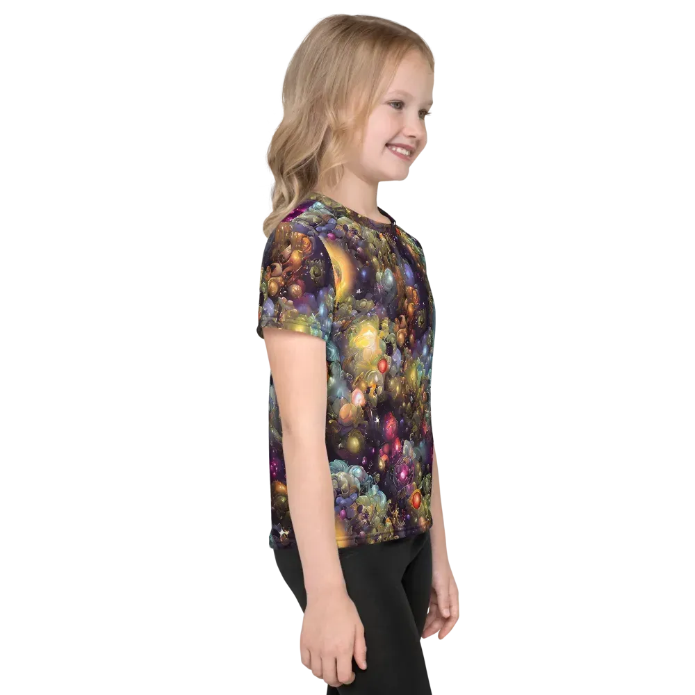 Cosmic Gem Garden on Kids Crew Neck T-Shirt — Right