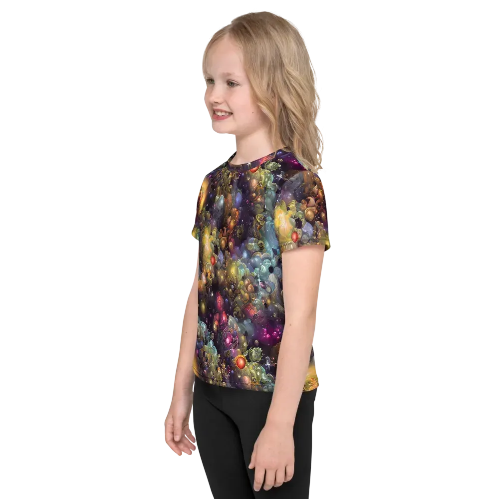 Cosmic Gem Garden on Kids Crew Neck T-Shirt — Left