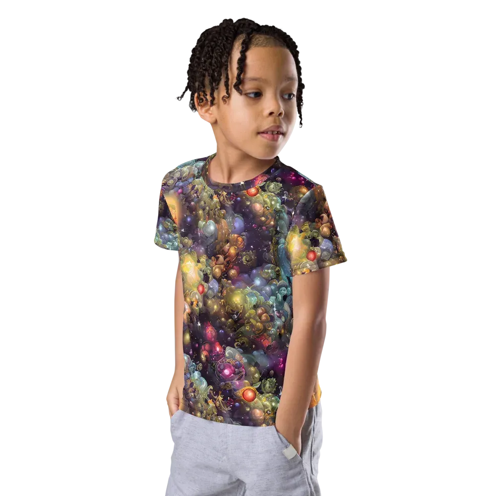 Cosmic Gem Garden on Kids Crew Neck T-Shirt — Left Front