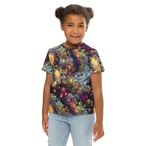 Cosmic Gem Garden on a Kids Crew Neck T-Shirt