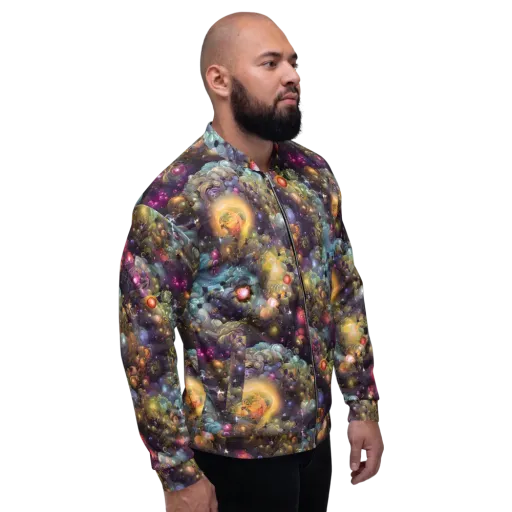 Cosmic Gem Garden on a Bomber Jacket