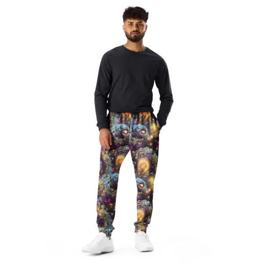 Cosmic Gem Garden on a Men's Joggers
