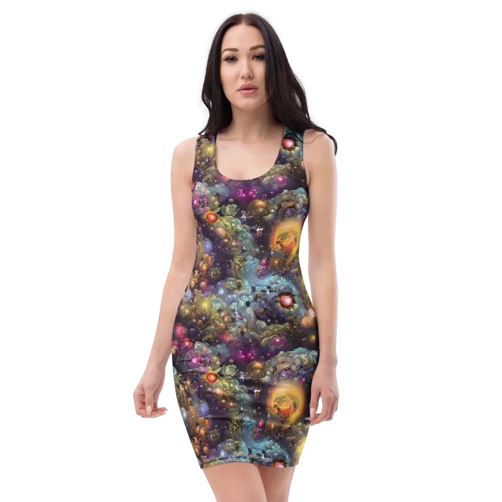 Cosmic Gem Garden on Bodycon Dress — Front