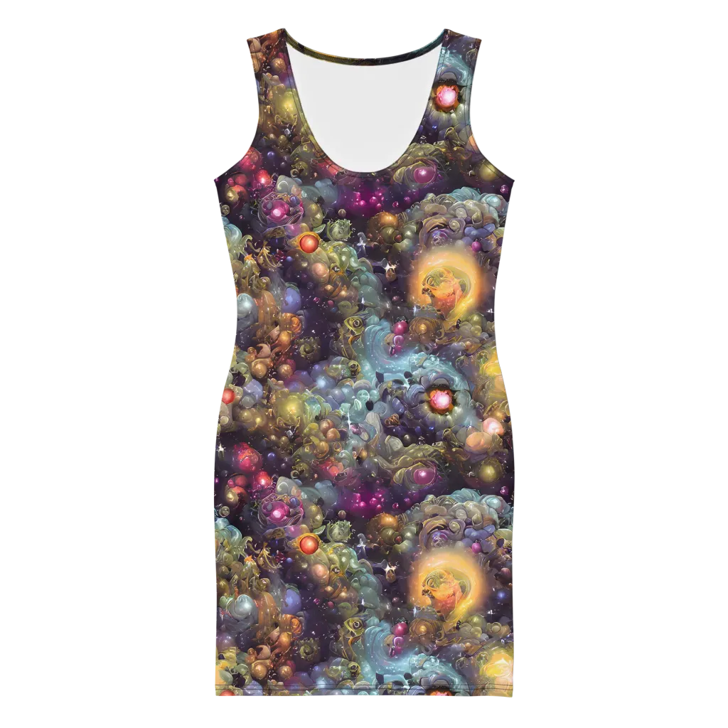 Cosmic Gem Garden on Bodycon Dress — Front