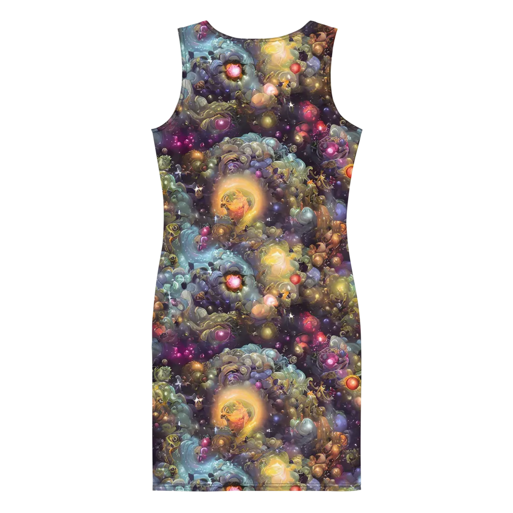 Cosmic Gem Garden on Bodycon Dress — Back