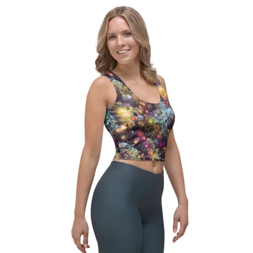 Cosmic Gem Garden on a Crop Top