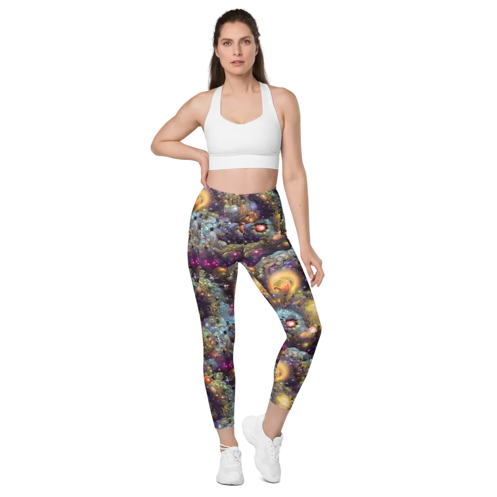 Cosmic Gem Garden on Leggings with Pockets — Front