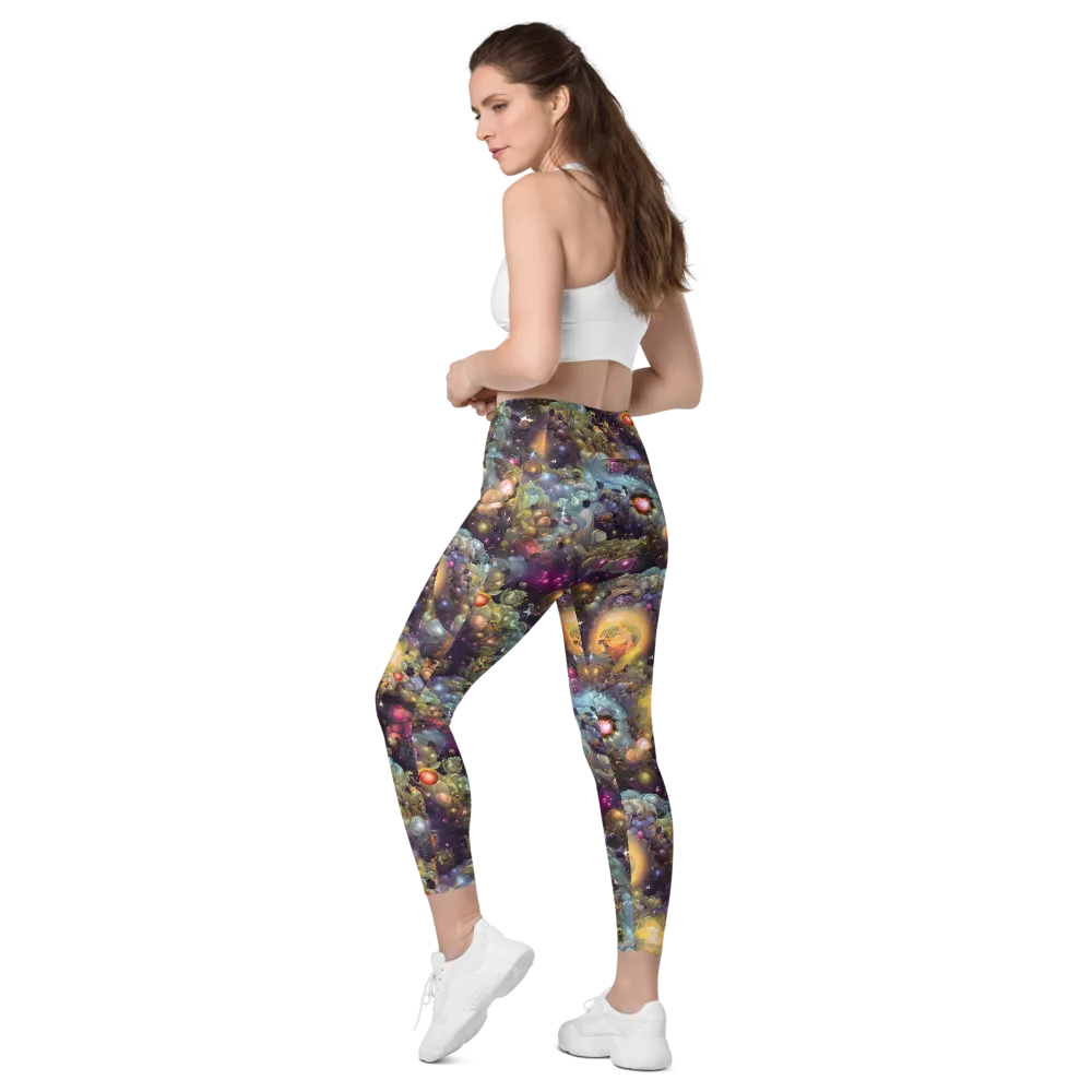 Cosmic Gem Garden on Leggings with Pockets — Left Back