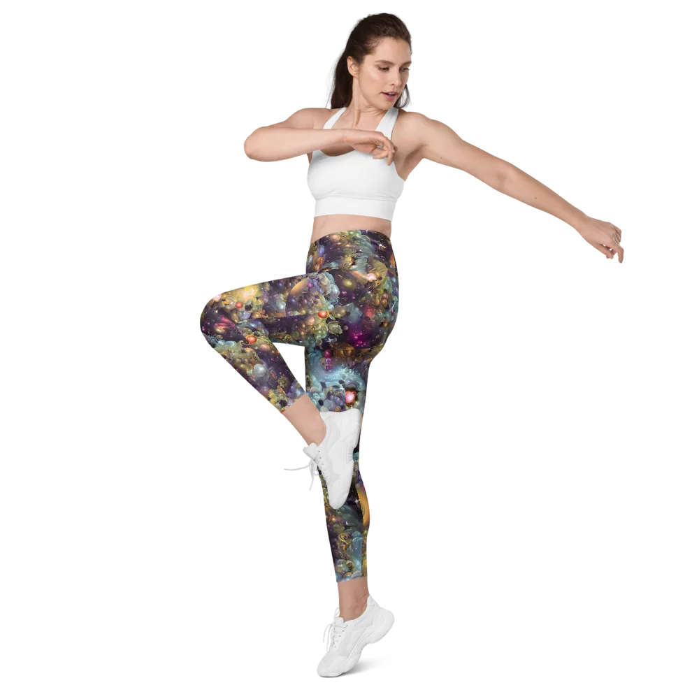 Cosmic Gem Garden on Leggings with Pockets — Left Front