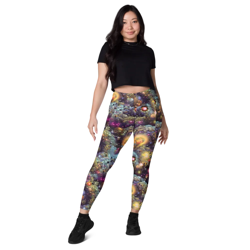 Cosmic Gem Garden on Leggings with Pockets — Front