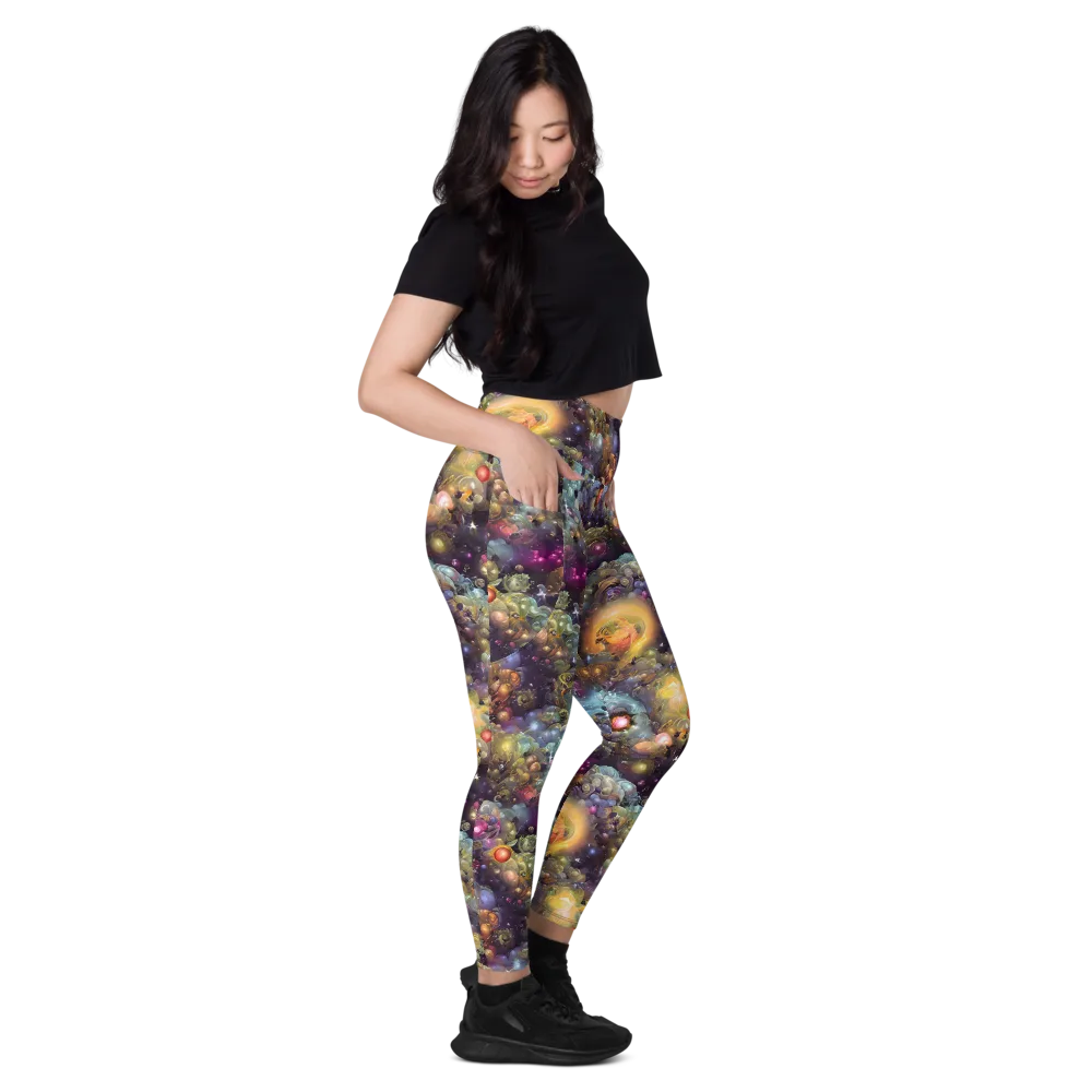 Cosmic Gem Garden on Leggings with Pockets — Right