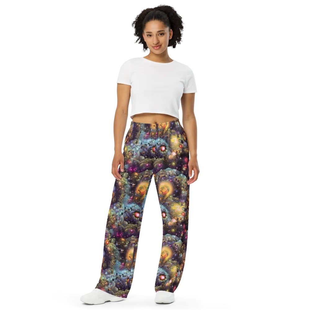 Cosmic Gem Garden on Wide-Leg Pants — Front