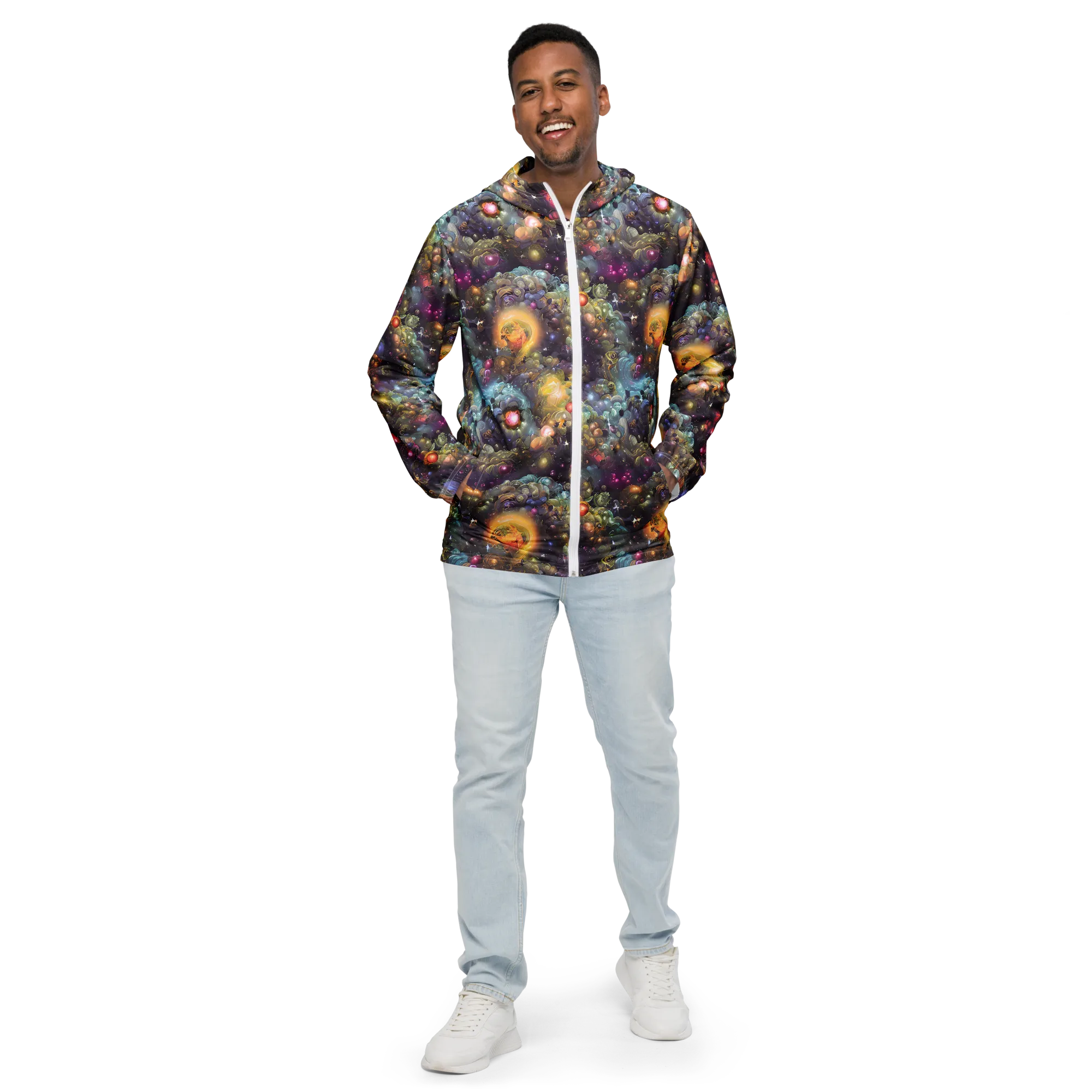Cosmic Gem Garden on Men's Windbreaker — Front
