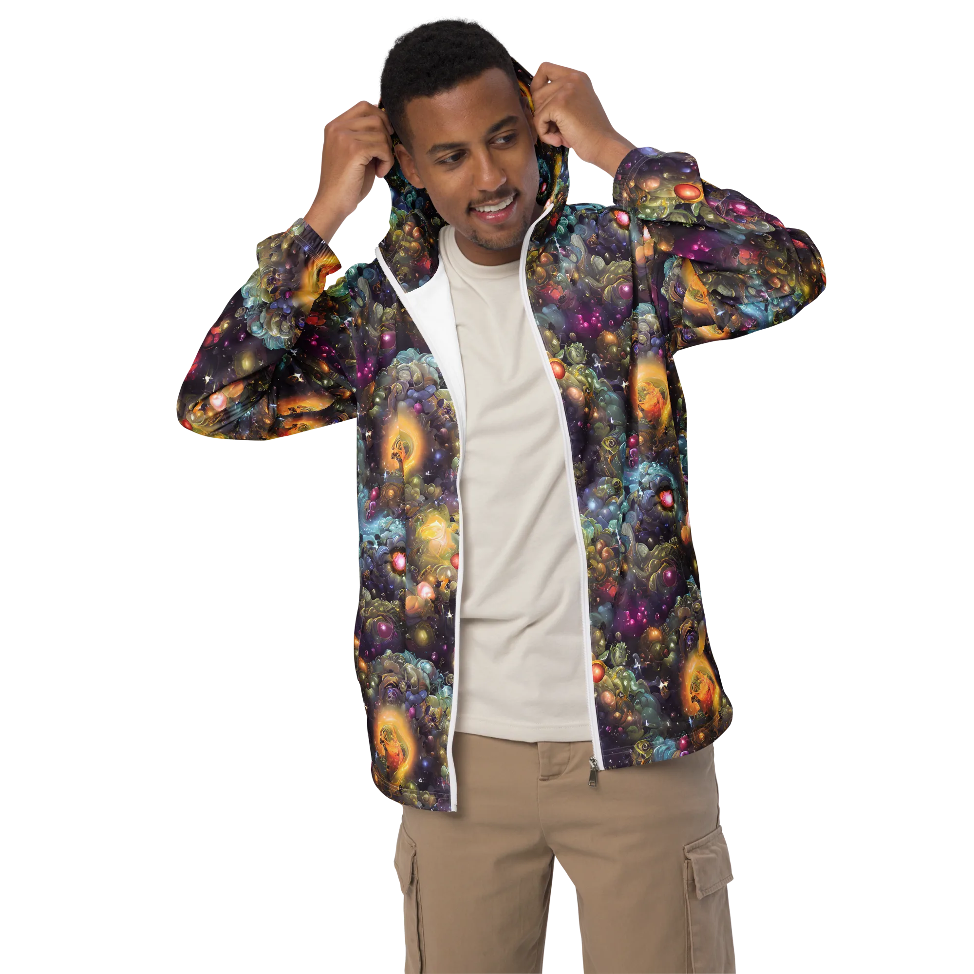 Cosmic Gem Garden on Men's Windbreaker — Front