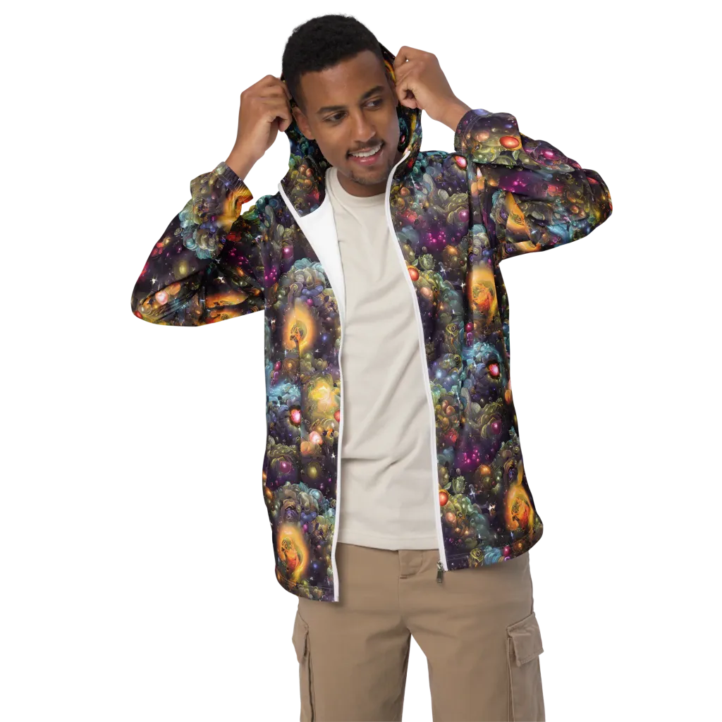Cosmic Gem Garden on Men's Windbreaker — Front