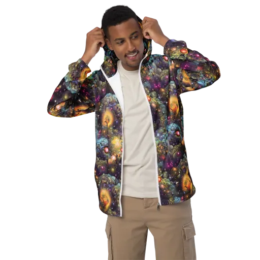 Cosmic Gem Garden on a Men's Windbreaker