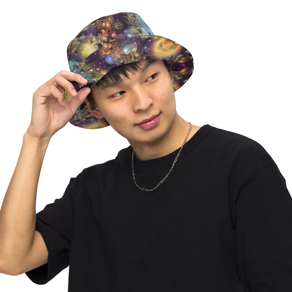 Cosmic Gem Garden on Reversible Bucket Hat — Front Inside