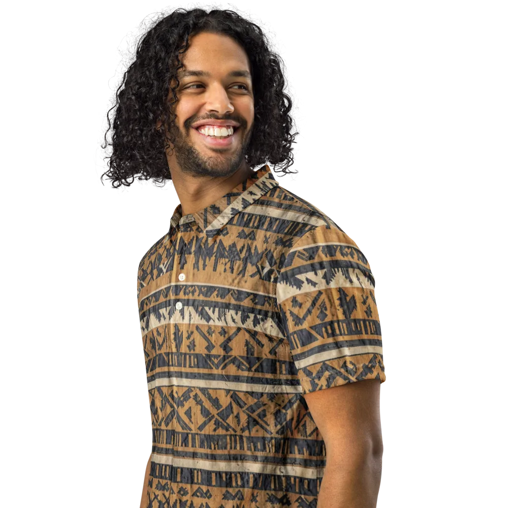 Ochre Nomad on Men's Slim Fit Polo Shirt — Left Front