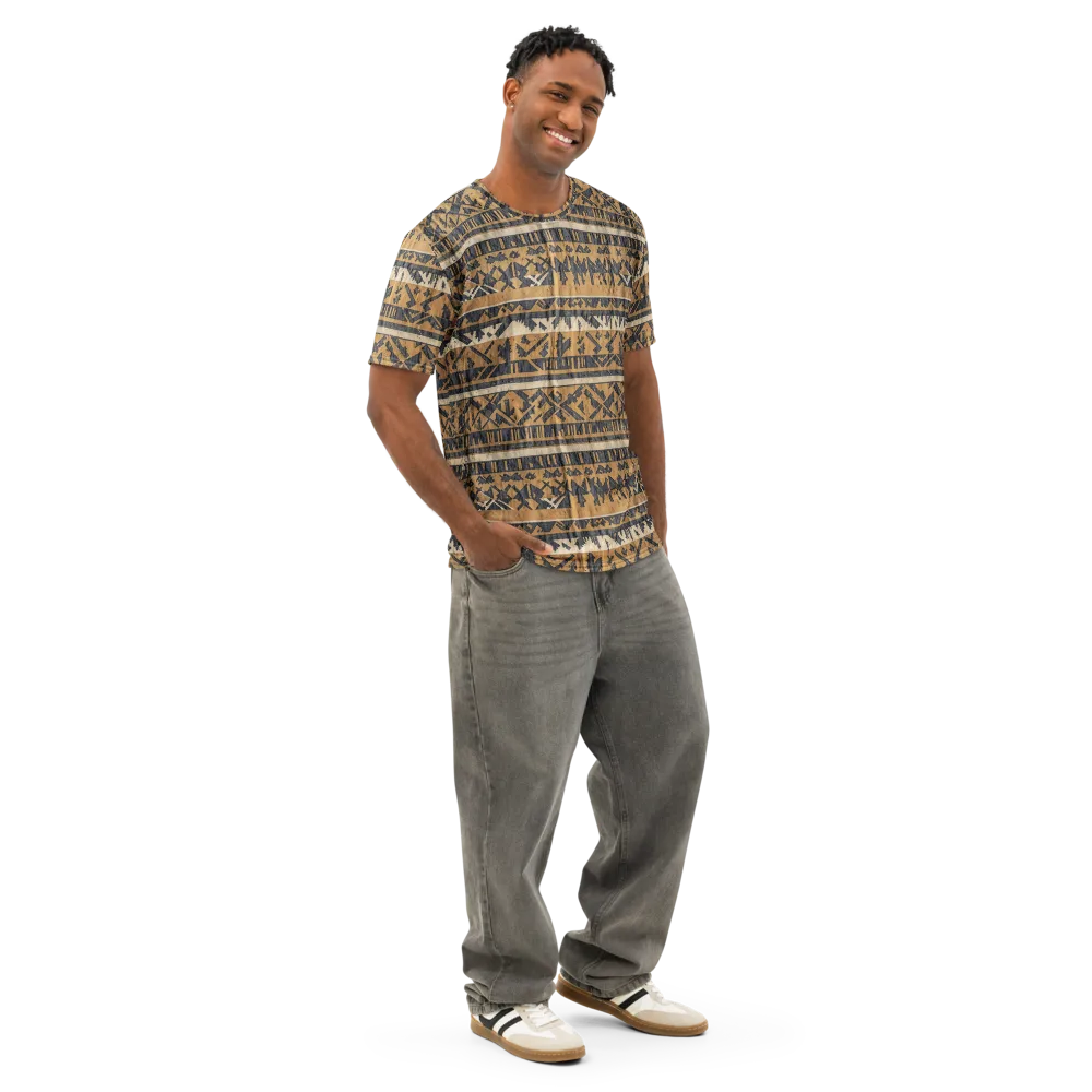 Ochre Nomad on Men's Cotton Crew Neck T-Shirt — Right Front