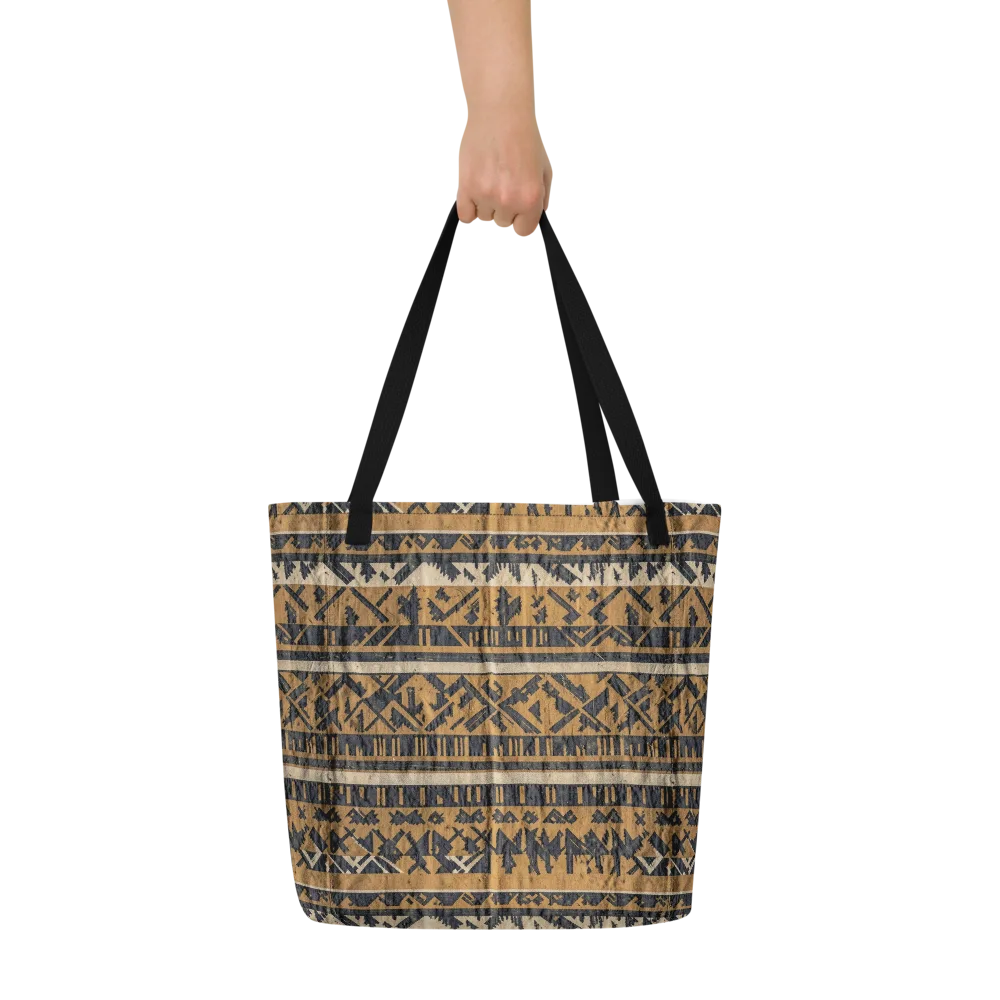 Ochre Nomad on Large Tote Bag W/ Pocket — Front
