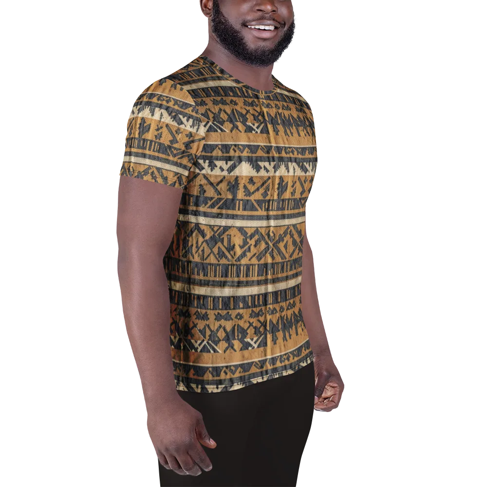 Ochre Nomad on Men's Athletic T-Shirt — Right