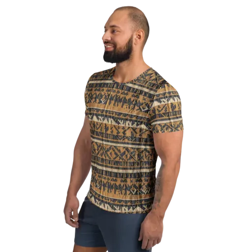 Ochre Nomad on a Men's Athletic T-Shirt