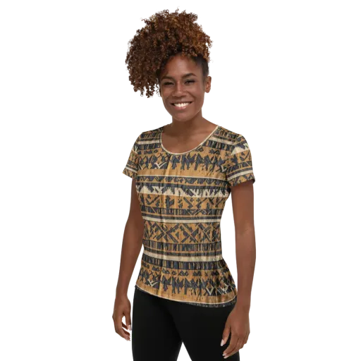 Ochre Nomad on a Women's Athletic T-Shirt