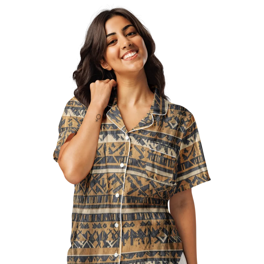 Ochre Nomad on Women's Short Sleeve Pajama Top — Front