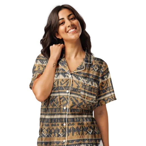 Ochre Nomad on a Women's Short Sleeve Pajama Top