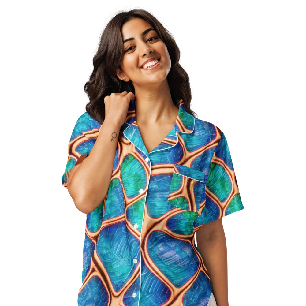 Amber Reef on Women's Short Sleeve Pajama Top — Front