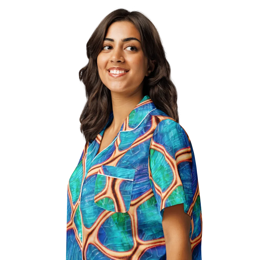 Amber Reef on Women's Short Sleeve Pajama Top — Left Front