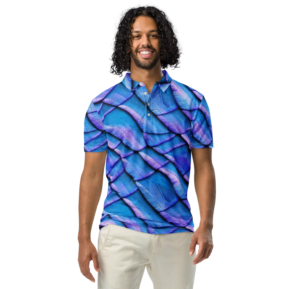 Electric Scales on Men's Slim Fit Polo Shirt — Front