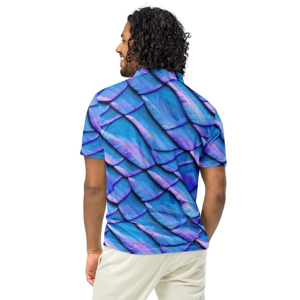 Electric Scales on Men's Slim Fit Polo Shirt — Back