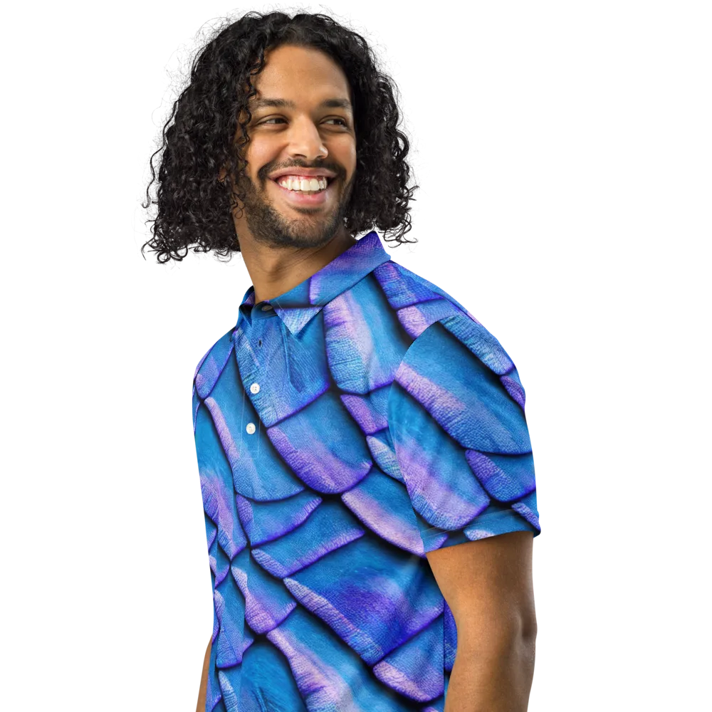 Electric Scales on Men's Slim Fit Polo Shirt — Left Front
