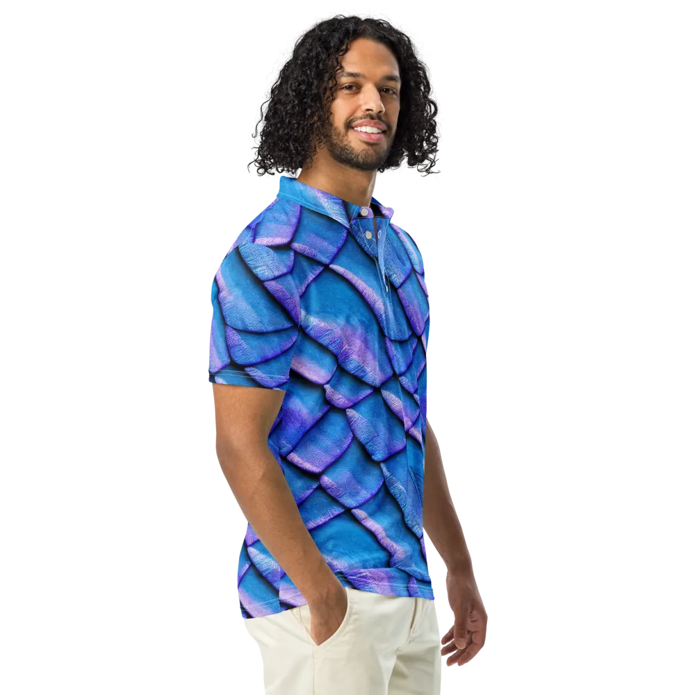 Electric Scales on Men's Slim Fit Polo Shirt — Right Front