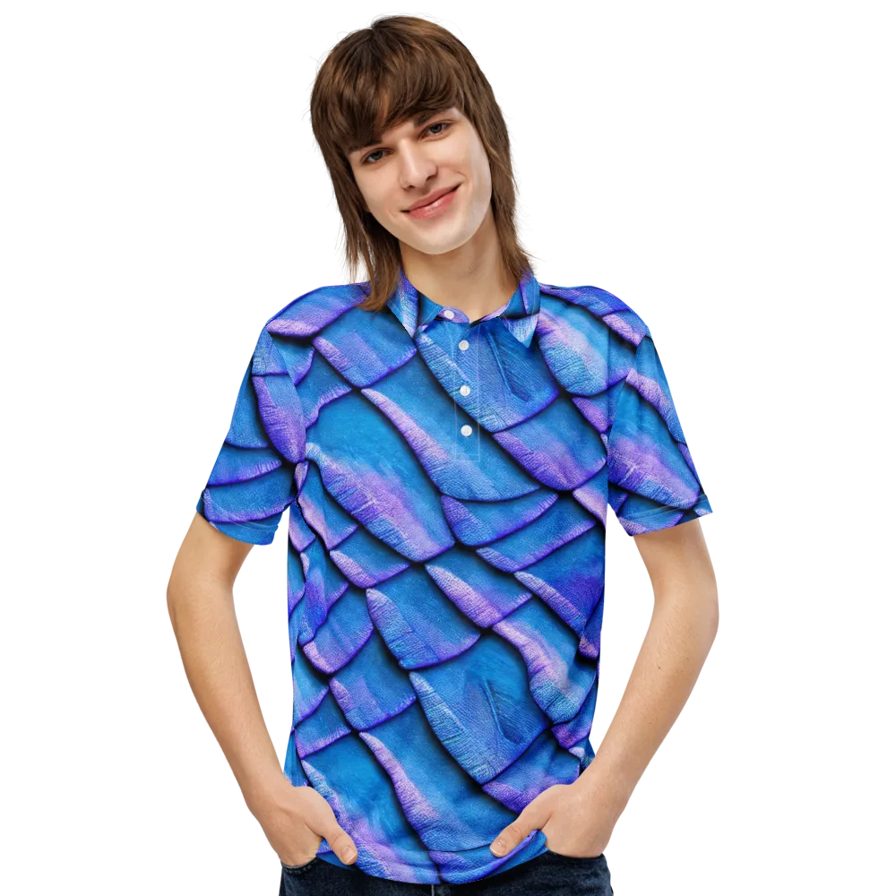 Electric Scales on Men's Slim Fit Polo Shirt — Front