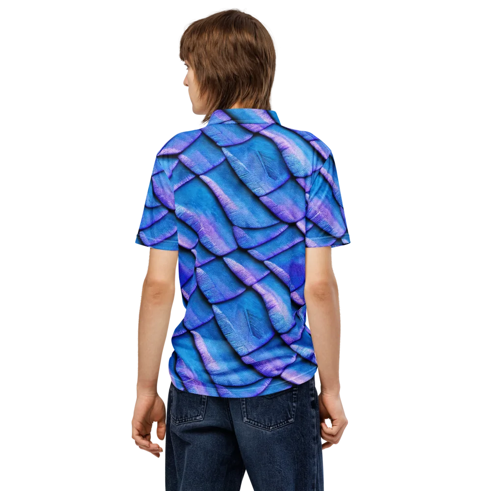 Electric Scales on Men's Slim Fit Polo Shirt — Back
