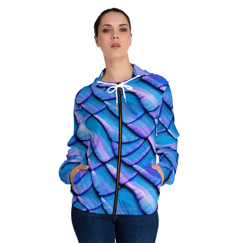 Electric Scales on Women's Full-Zip Hoodie — Front On Person